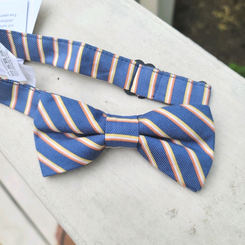 New! J. Crew Crewcuts Boys Blue Yellow Striped Bow-Tie NWT